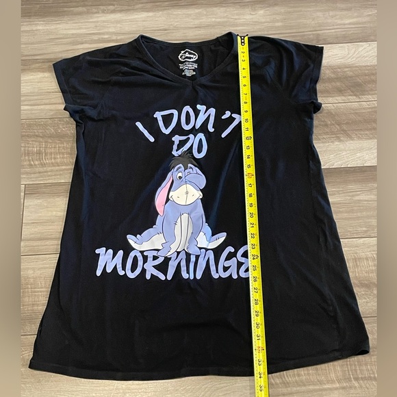 Disney Black Eeyore I Don’t Do Mornings Nightshirt Woman’s Size 2X/20-22 - Picture 5 of 7
